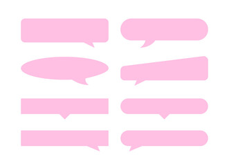 speech bubble horizontal pink pastel soft isolated on white, many horizontal frame speech bubble shape, dialog box balloon for text title, discussion chat symbol for banner, various balloon for talk