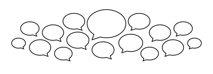 speech bubble ellipse many isolated on white for copy space, balloon message icon for chat and talk speak, speech bubble frame line for talk communication concept, dialog chatting box art line ellipse