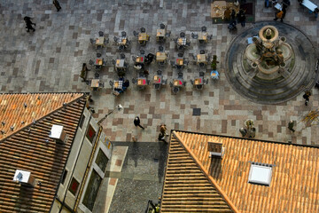 Obraz na płótnie Canvas square in bassano del grappa, a medieval town in veneto, italy, photo from the tower