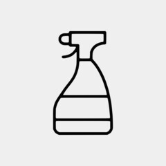 Cleaning outline vector icon set and chemical Cans and Equipment of Cleaning Machine