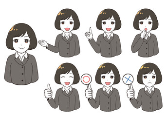 ビジネスウーマン表所バリエーション(ショートヘア)