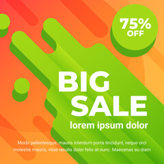 big sale flat rounded shape social media banner