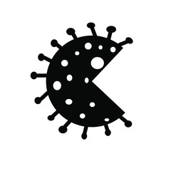 Coronavirus Bacteria Cell Icon. Bacteria Cartoon Icon. Isolated Vector Icon.