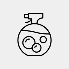 Cleaning outline vector icon set and chemical Cans and Equipment of Cleaning Machine