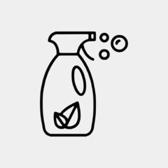 Cleaning outline vector icon set and chemical Cans and Equipment of Cleaning Machine