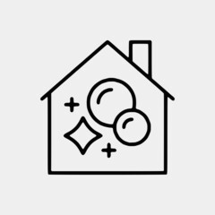 Cleaning outline vector icon set and chemical Cans and Equipment of Cleaning Machine