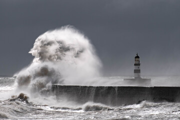 Seaham Lighthouse on the Durham Heritage coast, fantastic adventure travel destination or holiday...