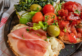 Italian antipasti in Trastevere restaurant, Rome.