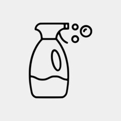 Cleaning outline vector icon set and chemical Cans and Equipment of Cleaning Machine
