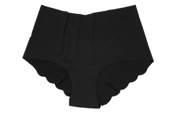 Underwear woman isolated. Close-up of a black seamless panties isolated on a white background....