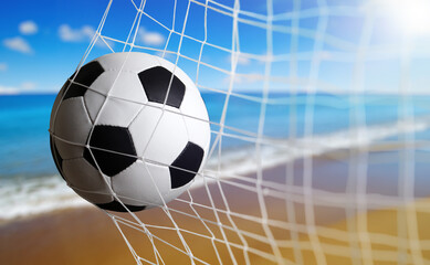 soccer ball in goal
