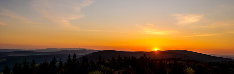 Sunset in the Owl Mountains with a great owl in the background © RITHOR
