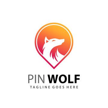 Abstract Pin Wolf  Modern Logo Design Vector Illustration
