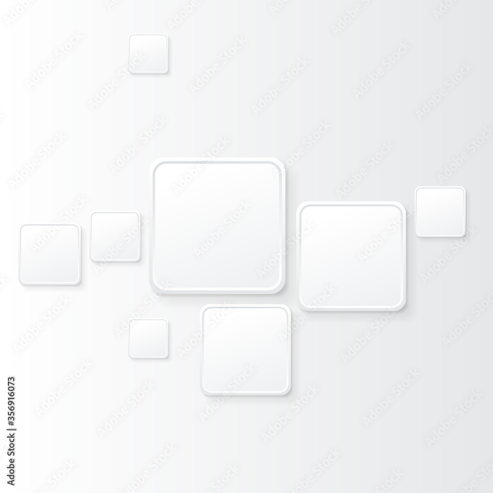 Poster rounded square boxes on a simple light background with small shadows eps 10 stock vector illustratio