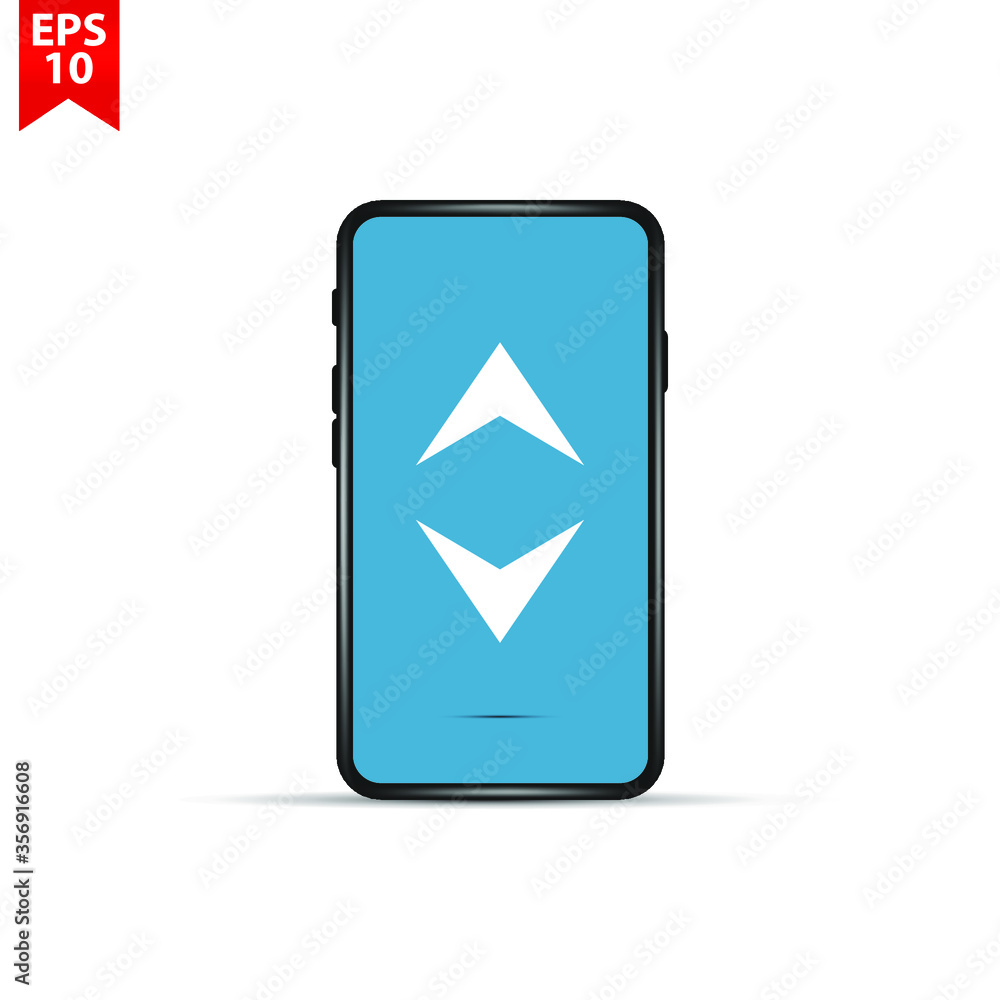 Poster smart phone device with arrows up and down