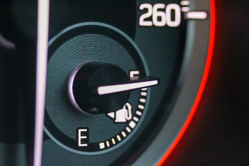 Close up of a fuel gauge