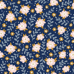 Flower and leaf hand drawn vector illustration for greetings card