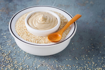 bowl of tahini sauce