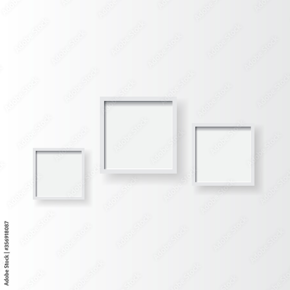 Poster empty square picture frame boxes on a simple light background with minimal shadows eps 10 stock vect