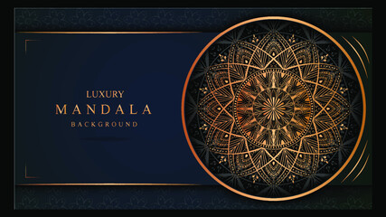 Luxury mandala art with golden background east style