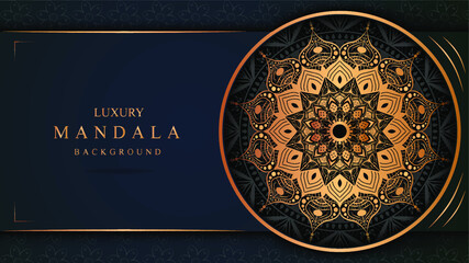 Luxury mandala art with golden background east style