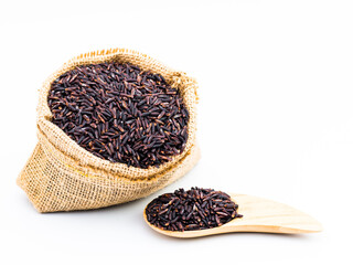 Whole Grain Rice Rice-berry Violet Organic Seed In A Bag On White