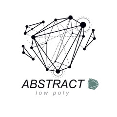 Abstract vector 3d geometric low poly object. Technology and science conceptual logo.