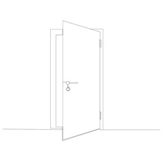 vector, isolated, door drawing in one continuous line