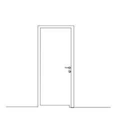 vector, isolated, door drawing in one continuous line