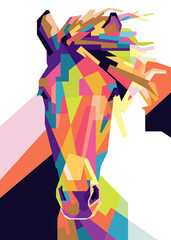 Vector illustration of a Horse. Colorful pop art of horse