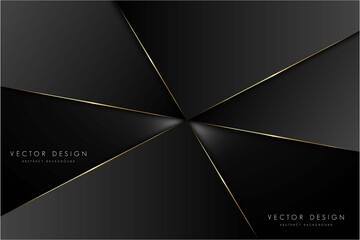      Abstract background black geometric with golden modern design vector illustration.