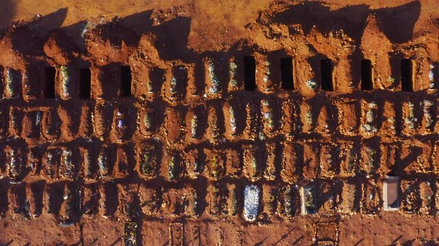 Aerial view of new graves at a cemetery in the time of Coronavirus Covid-19 Pandemic in South Africa