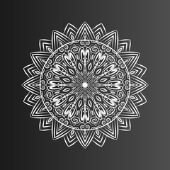 luxury ornamental mandala background design, background in white and black color