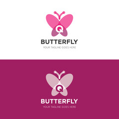 initial letter q butterfly logo and icon vector illustration design template