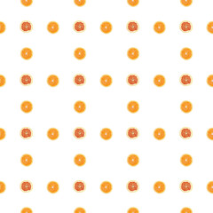 Seamless pattern of isolated slices of grapefruit and orange.