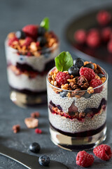 muesli with berries and chia seeds