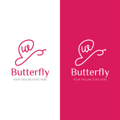 initial letter w butterfly logo and icon vector illustration design template