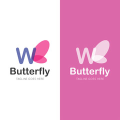 initial letter w butterfly logo and icon vector illustration design template