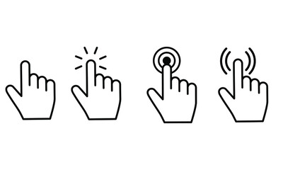Fototapeta premium Pointer cursor сomputer mouse vector icon set. Clicking cursor illustration sign collection. pointing hand clicks symbols. Click cursor design. 