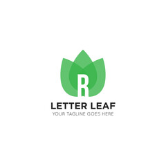initial letter r leaf logo and icon vector illustration design template