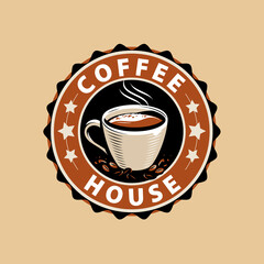 Coffee logo or label. Menu design for cafe and restaurant