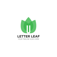 initial letter u leaf logo and icon vector illustration design template