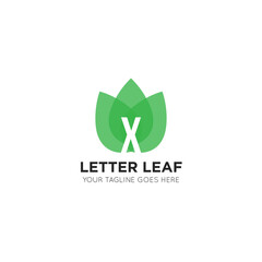initial letter x leaf logo and icon vector illustration design template