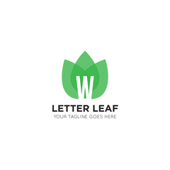 initial letter w leaf logo and icon vector illustration design template
