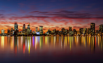 Rainbow Red Sky Delight over Perth City