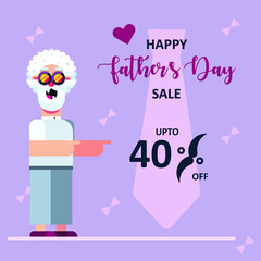 Happy Father's day sale banner, vector illustration. Discount banner for Father's Day.