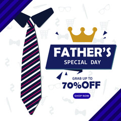 happy father's day sale banner for online business and marketing, background vector illustration