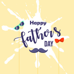 Happy father's day illustration vector. fathers day card illustration with bow, shades and mustache