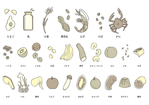 アレルギー表示 食品 27品目 ベクター イラスト シンプル Stock Vector Adobe Stock
