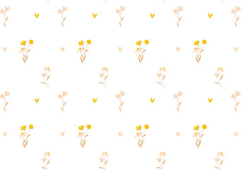 Floral pattern. Seamless vector texture with flowers for fashion prints or wall paper. Pink color. Hand drawn style, light background.